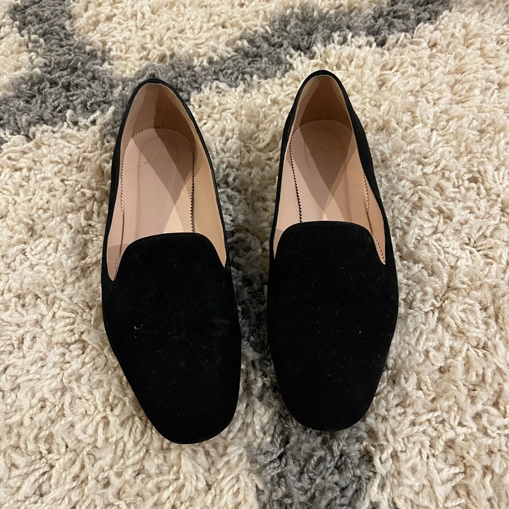 Jcrew black suede loafers